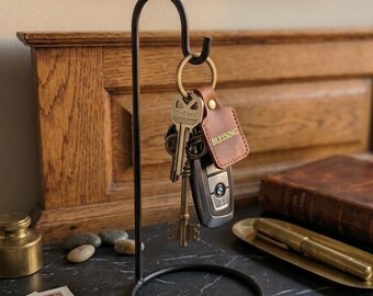 Rustic Wrought Iron Counter Stand – Amish Handmade Ornament Hanger, Farmhouse Hook Display, Vintage Style Home Decor