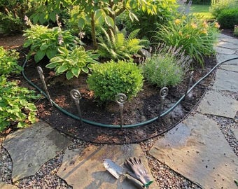 Set of Metal Spiral Hose Guides, 17 Inch Garden Hose Protectors, Solid Steel Landscape Stakes