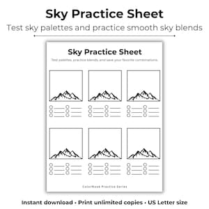 Sky Gradient Practice Sheet Printable PDF | Alcohol Marker Blending Worksheet | Ohuhu Copic Coloring Practice Page