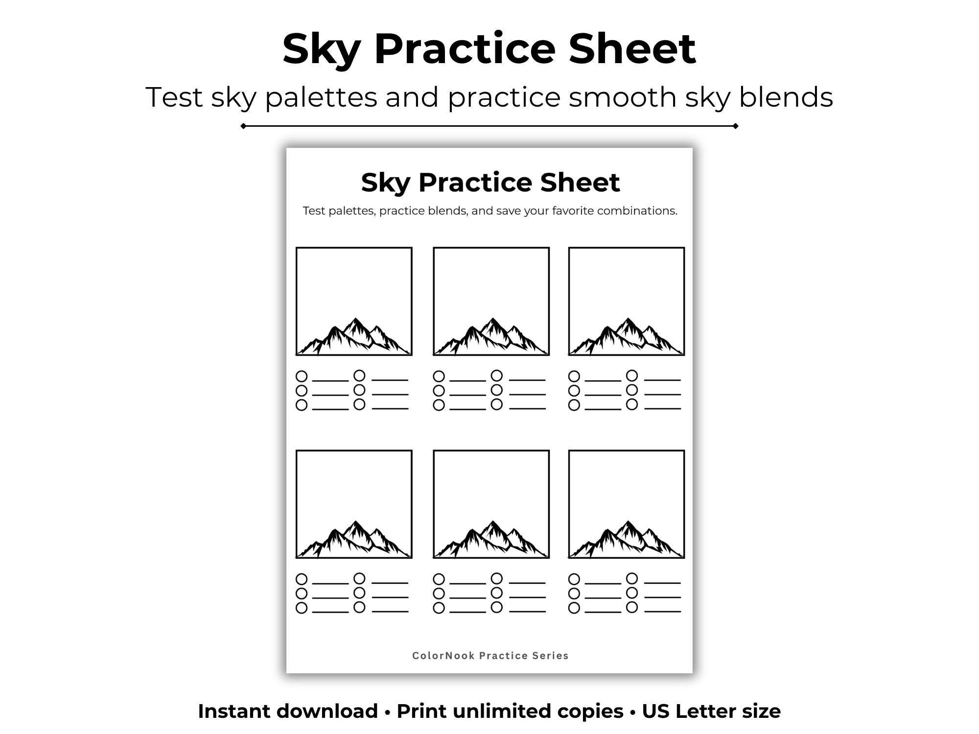 Sky Gradient Practice Sheet Printable PDF | Alcohol Marker Blending ...
