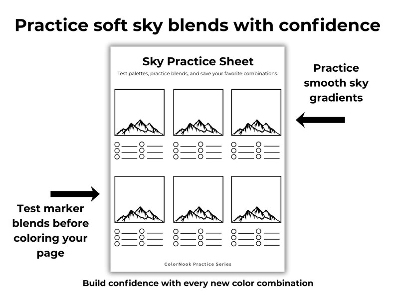 Sky Gradient Practice Sheet Printable PDF | Alcohol Marker Blending ...