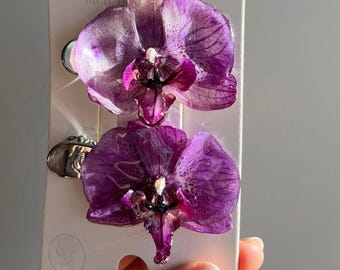 Hair Clips Real Purple Orchid