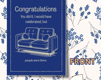 Funny Introvert Congratulations Card | Printable 5x7 | Instant Download | Exhausted Humor Card