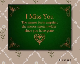 Victorian Gothic Miss You Card | Printable 5x7 | Instant Download | Historical Fiction Card