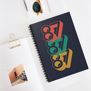 Retro Stacked 87 Graphic Spiral Notebook | Ruled Journal