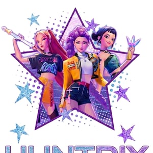 Huntrix Anime Squad PNG – Retro jaren 90 popster sublimatieontwerp (digitale download)