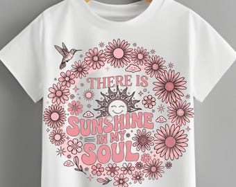 Sunshine In My Soul Retro Floral T-Shirt – 70s Boho Graphic Tee Women
