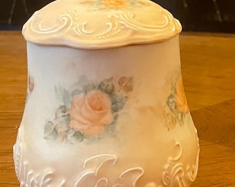 Hand Painted Pink Floral China Jar with Lid