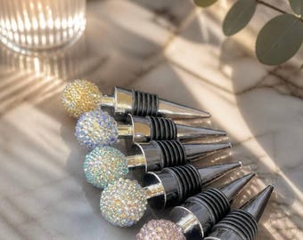 Luxury Crystal Bottle Stopper Handmade, Sparkling Rhinestone Beverage Plug, Elegant Home Decor & Kitchen Gift