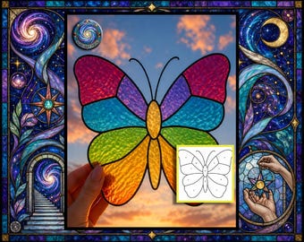 Butterfly | Stained Glass Pattern, Suncatcher Template, DIY Beginner Art Design, Cricut, Printable, SVG/PDF/Png/Jpeg/Digital/Vector, Animal