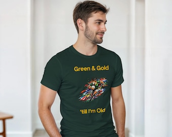 Green Gold Rugby Tee, Men's Heavy Cotton South Africa Fan Shirt