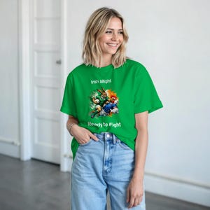 Irish Rugby Fan T-Shirt, Irish Might, Men’s Green Heavy Cotton Match Day Tee image 7