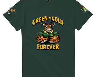 South Africa Rugby Supporter T-Shirt, Green and Gold Forever Tee, Player 24 Fan Shirt for 2027 Rugby Fans