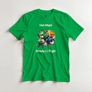 Irish Rugby Fan T-Shirt, Irish Might, Men’s Green Heavy Cotton Match Day Tee image 4
