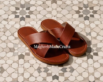 Handgemaakte Marokkaanse minimalistische leren sandalen - Uniseks comfort en stijl van MaghrebMadeCrafts