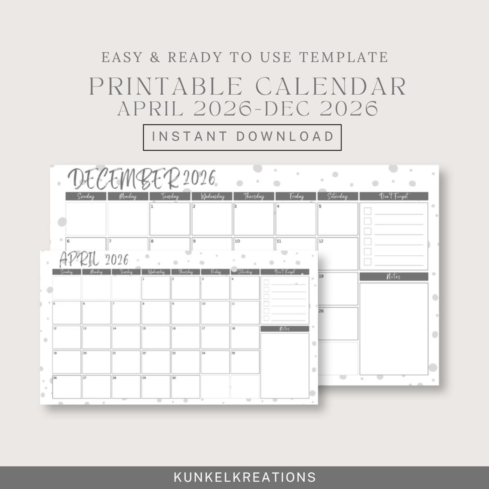 Minimalist 2026 Calendar Printable – Monthly Planner PDF (US Letter ...