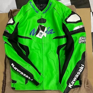 Kawasaki Ninja Grüne Leder Motorradjacke - Racing Biker Schutzausrüstung