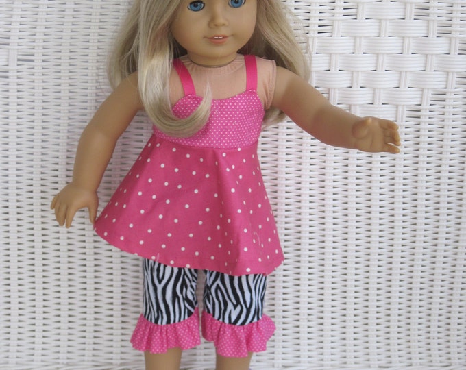 American Girl Zebra Capri Set With Hot Pink Sundress Top Etsy