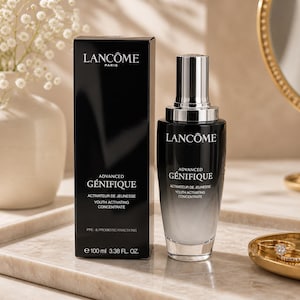 Pu&ograve; includere: Una bottiglia e una scatola nere e argentate di Lanc&ocirc;me Advanced G&eacute;nifique Youth Activating Concentrate. La scatola e la bottiglia hanno il logo e il nome del prodotto Lanc&ocirc;me. La bottiglia &egrave; da 100 ml. Il prodotto &egrave; un siero con frazioni pre e probiotiche.