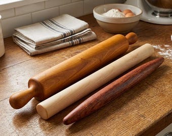 Wooden Rolling Pin – Handcrafted French, Traditional, and Straight Dowel Styles