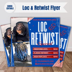 Loc & Retwist Flyer Template, Dread Locks Hair Stylist Flyer, Editable Salon Promotion, Beauty Business Flyer