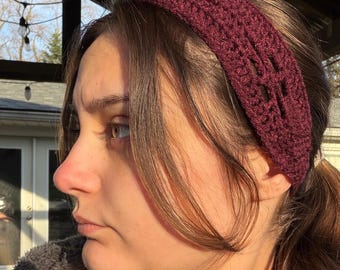 Crochet Flower Tie Headband