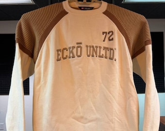 2004 Ecko Unltd 72 Knit Sweater Cream Brown Y2K Size M