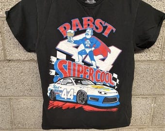 Pabst Blue Ribbon Racing T-Shirt Size L 2010s Car Graphic T