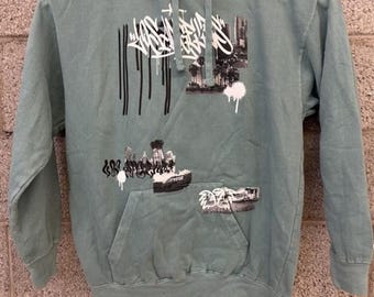 Zunie Sportswear LA Graphic Hoodie Green Pullover Size L