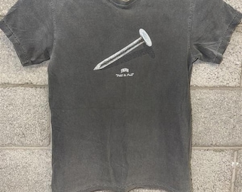 FRGVN Nail Graphic Shirt Size S 2010s Washed Gray Streetwear
