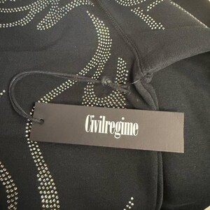 Civil Regime Rhinestone Flame Zip Hoodie XL Black Streetwear afbeelding 5