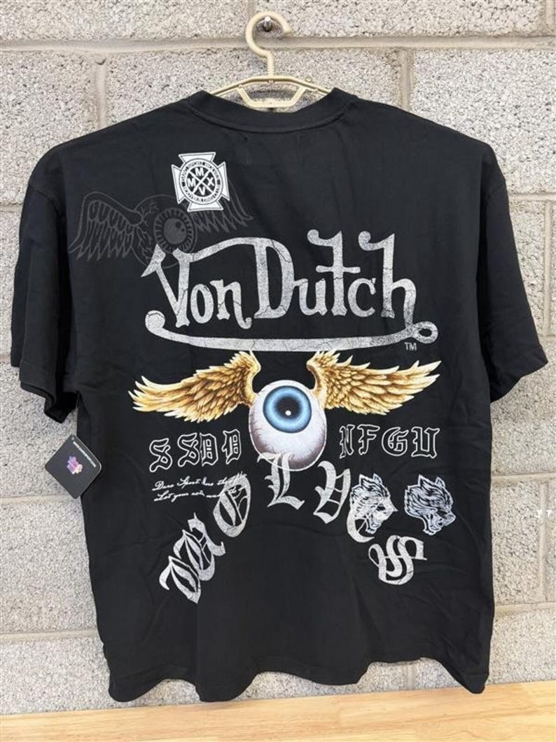2023 Von Dutch Eyeball Wings Tee 2XL Rare Streetwear Graphic image 1