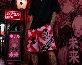 Capsule One Shorts 2X Red Pink Camo Designer Streetwear Mesh