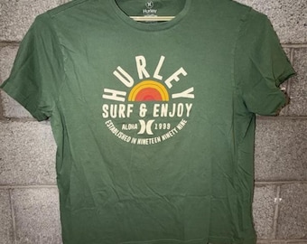 Hurley Surf Enjoy Tee Size 2XL 2010s Green Beach Graphic