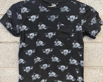 WXYZ Skull Print T-Shirt Size L 2010s Black All Over Graphic