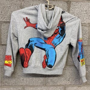 The Amazing Spider-Man Gray Zip-Up Hoodie with Graphic Print image 2
