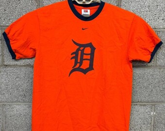 Y2K 2000s Nike Team Detroit Tigers Orange Ringer T-Shirt