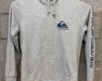 Y2K Quiksilver Gray Surf Hoodie Pullover Medium 2000s