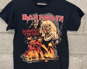 Iron Maiden Number of the Beast Tee L Black Shirt Rock Metal