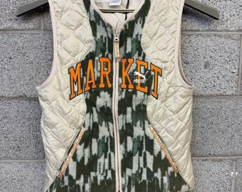 Puma Market Quilted Fleece Vest Small Green Cream Streetwear