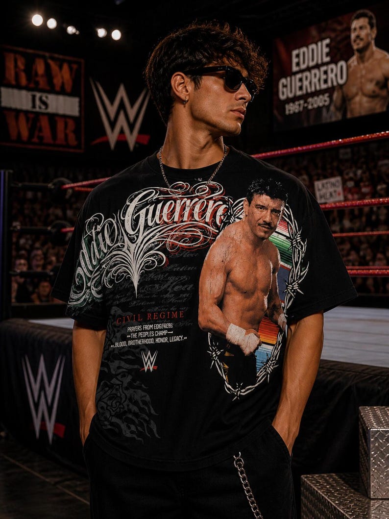 T-shirt streetwear XXL rare Civil Regime x WWE Eddie Guerrero image 1