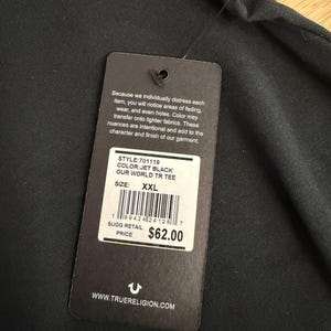 Camiseta gráfica negra de la gira mundial de True Religion 2021, talla 2XL, nueva con etiquetas. imagen 3