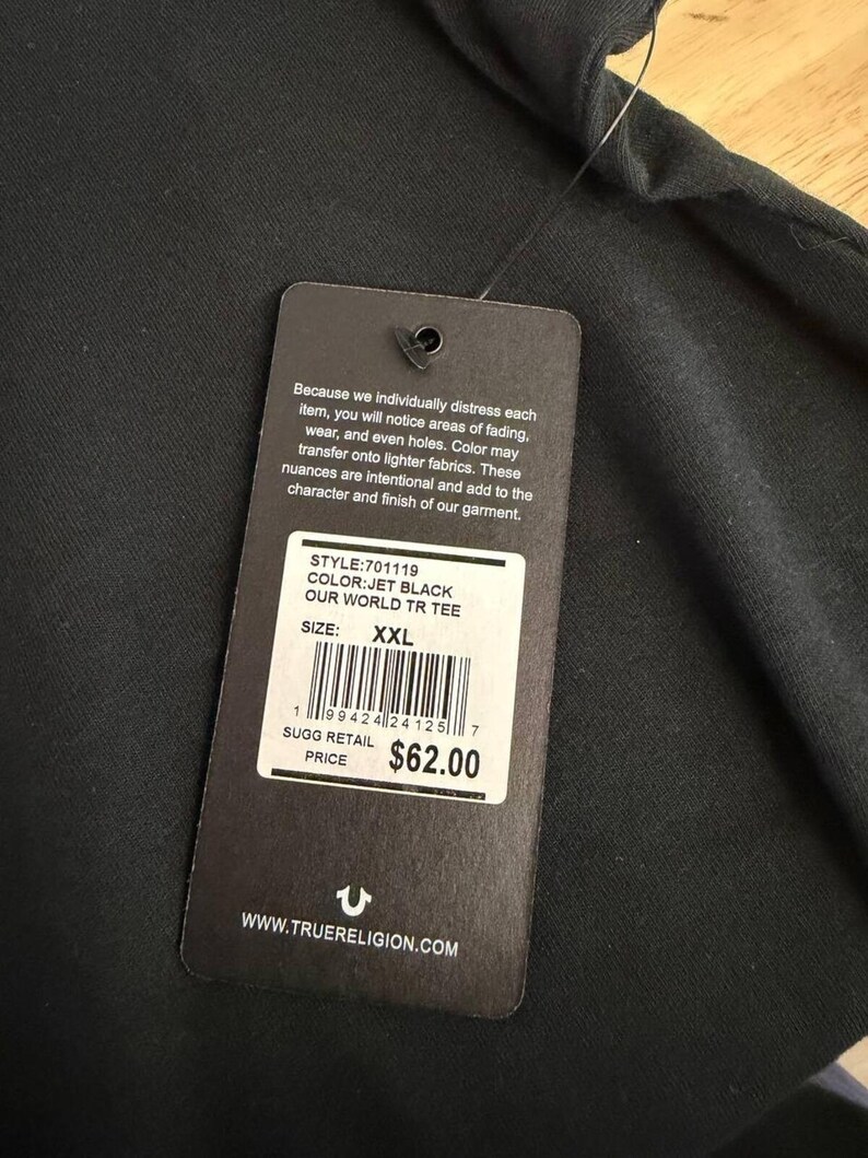 Camiseta gráfica negra de la gira mundial de True Religion 2021, talla 2XL, nueva con etiquetas. imagen 3