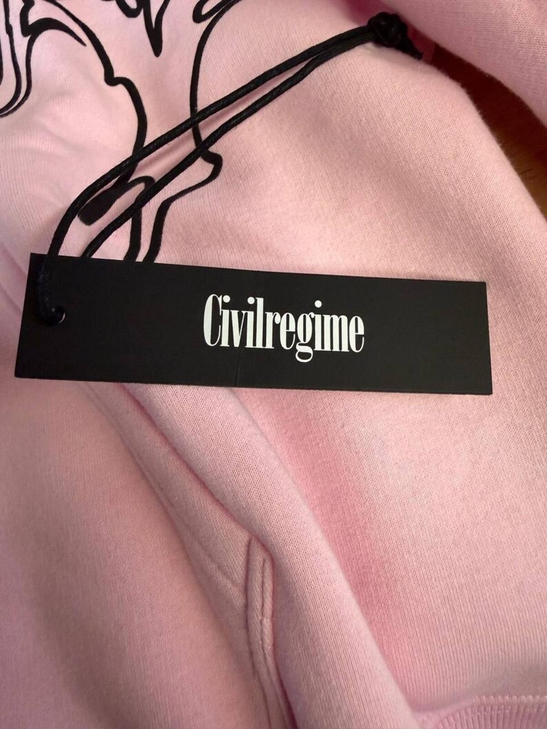 Sudadera con capucha rosa de cremallera completa con estampado urbano estilo Régimen Civil XXL imagen 3