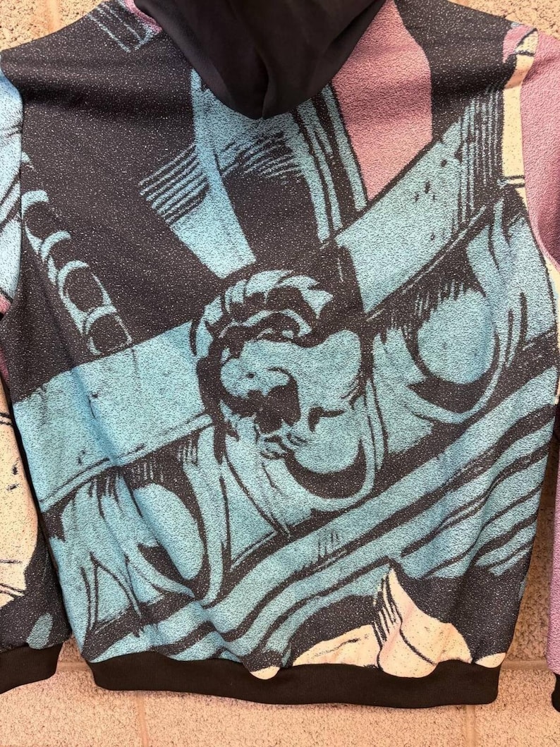 Handmade Spider-Man Symbiote Tapestry Hoodie XL Marvel Style image 3