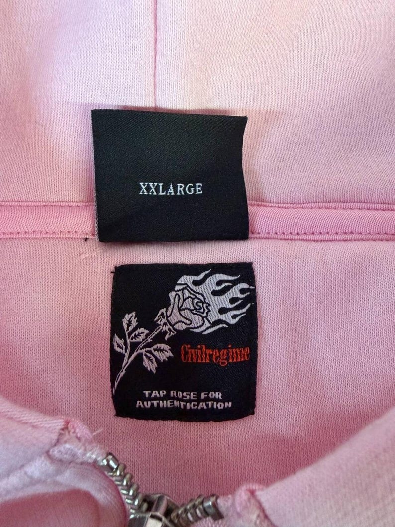Sudadera con capucha rosa de cremallera completa con estampado urbano estilo Régimen Civil XXL imagen 5