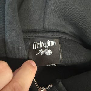 Civil Regime Rhinestone Flame Zip Hoodie XL Black Streetwear afbeelding 4
