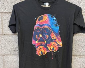 Y2K Star Wars Darth Vader Neon Graphic Tee XL Black Licensed