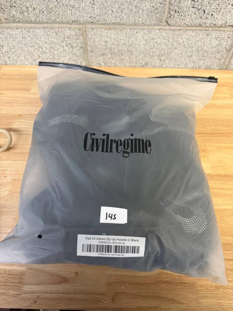 Civil Regime Rhinestone Flame Zip Hoodie XL Black Streetwear afbeelding 8