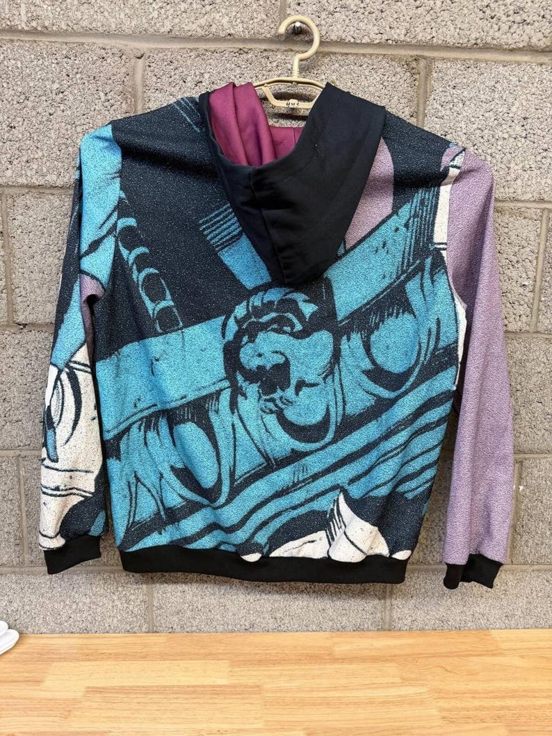 Handmade Spider-Man Symbiote Tapestry Hoodie XL Marvel Style image 2